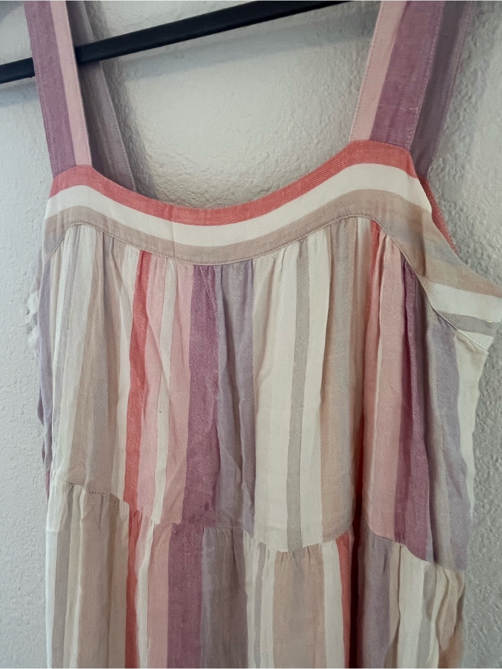 Rails Pink Multi-Stripe Sleeveless Tiered Midi Dress - Picture 3 of 3